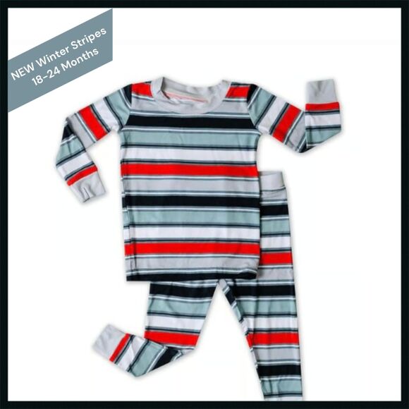 Little Sleepies Winter Stripes Pajama Set HTF 18-24 Months NIB - Picture 1 of 2